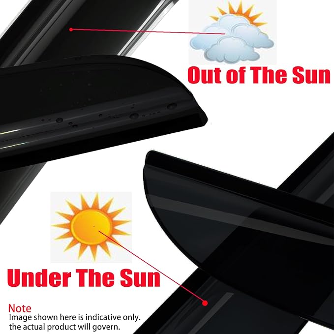 Window Visors Rain Guards for Chevy Silverado/GMC Sierra 1500 2500HD 3500HD Double/Extended Cab 2014-2018,Side Wind Deflectors Vent Guard Shade Sun Smoke 94528, 4-Pieces Set