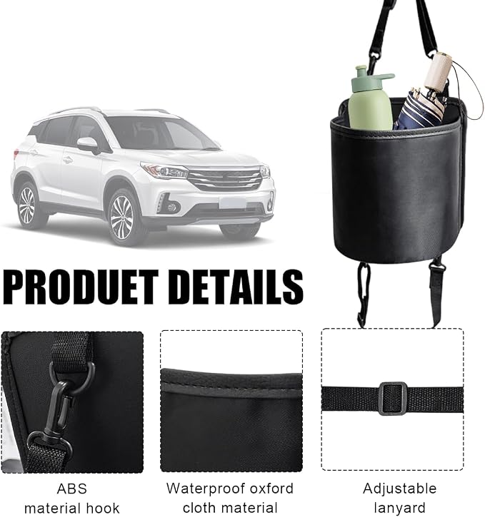 Yourkar Car Seat Side Large Cup Holder Expander Adapter Bag, Auto Seat Storage Hanging Bag for Water Bottle Cup and Drink, Multifunctional Auto Interior Organizer with Waterproof Liner