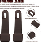 2PCS Car Seat Headrest Hooks, Purse Hook for Car, Automotive Headrest Handbags Holder, Auto Accessories Leather Seatback Organizer Hanger for Hanging Purses Bags Coats (Brown, 2PCS)