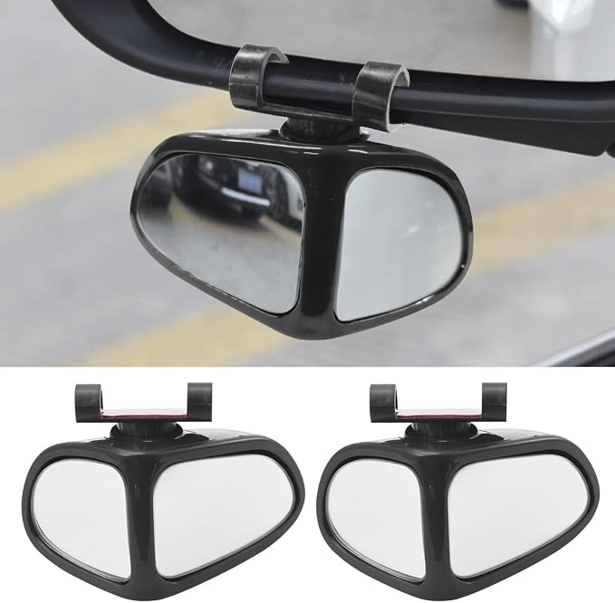 YoRise 2PCS Car Blind Spot Mirrors, 360° Adjustable Wide Angle Auxiliary Rear View Mirror, HD Glass Side Mirror Blindspot, Universal Car Convex Mirrors for Most Vehicles (Black)