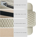 carleef Thin Arm Rest Cover for Car,Leather+Memory Foam Center Console Cover with Storage Bags,Universal Middle Console Cover Car Accessories Interior for Most Cars Center Consoles (Light Beige)