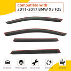 Rain Guards Compatible with 2011-2017 BMW X3 F25 4-Door Tape-On Side Window Visor Wind Deflector Vent Visors Car Accessories