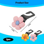 2PCS Car Seat Headrest Hook, Cute Flower Vehicle Backseat Purse Handbag Storage Hanger, Floral Auto Seat Back Holder Hook for Coat Umbrella Grocery, Universal for Vehicles (Pink/Yellow)