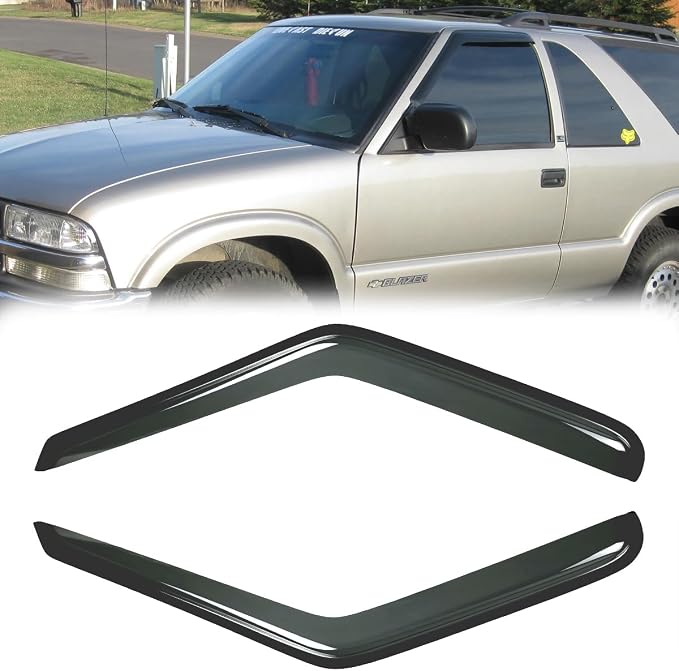 2pcs Original Shatterproof Rainproof Side Window Wind Deflectors for Chevy S10 95-05,Tape-on Rain Guards Sets,Vent Deflector for 95-05 S10 Blazer 95-01 S15 Jimmy 94-04 Sonoma 96-00 Hombre 92127
