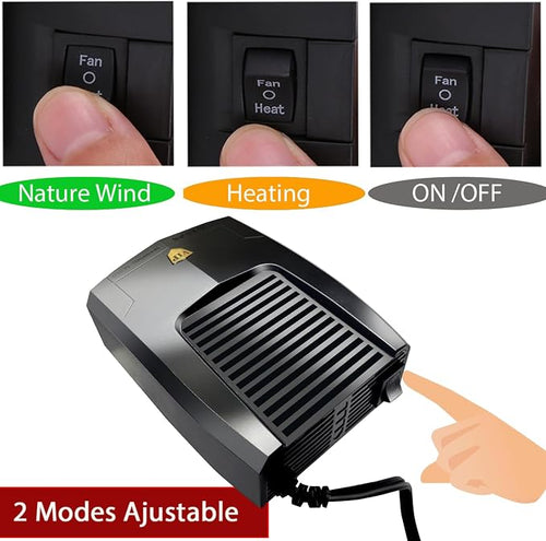 12Volt Car Heater, 150W Windshield Defroster Defogger, Quick Heating, Compatible with All 12V Vehicles including Cars, Trucks, RVs, and Boats (Cigarette Lighter Plug)