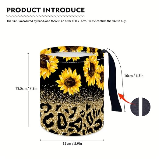 Portable Reusable Waterproof Car Trash Bin, Multipurpose Vehicle Organizer, Road Trip Essentials (Sunflower)