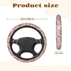 Steering Wheel Cover Accessories Neoprene Cover, Breathable Non-Slip Easy to Install Suitable for Women Men, 14.5-15.5 Inch for Car SUV Van Truck Universal - Rose
