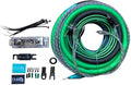 Down4Sound 0 Gauge Silver Tinned OFC Amplifier Install Kit Lime Green/Black Car Audio SuperFlexx Wire with RCA
