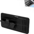 Car Sun Visor Organizer, Multi-Pocket Visor Storage Pouch for Sunglasses, Cards, Pens, Document, Waterproof Leather Auto Interior Organization Accessories, Universal for Most Cars (Black)