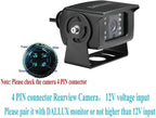 Bus Truck Vehicle Backup Cameras Wide View Angle cab cam Rearview Reverse Waterproof Night Vision 4 PIN Cam for Travel Trailer/Pickup/Van/RV Camper/Motor Home (12V,package not include extension cable)