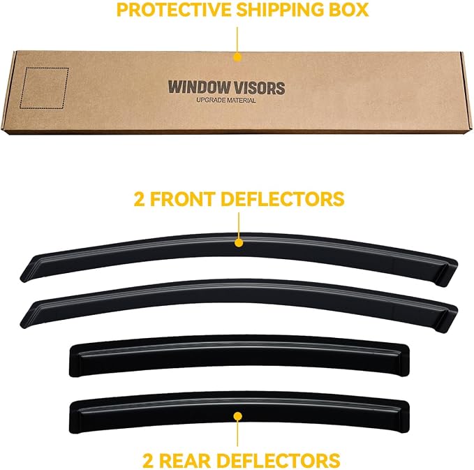 Rain Guards for 2016-2019 Chevrolet Chevy Cruze, Out-Channel Window Visor Shields Vent Deflector Shade Wind Dark Smoke 2017 2018 16 17 18 19, Tape-On Outside-Mount, 4PCS