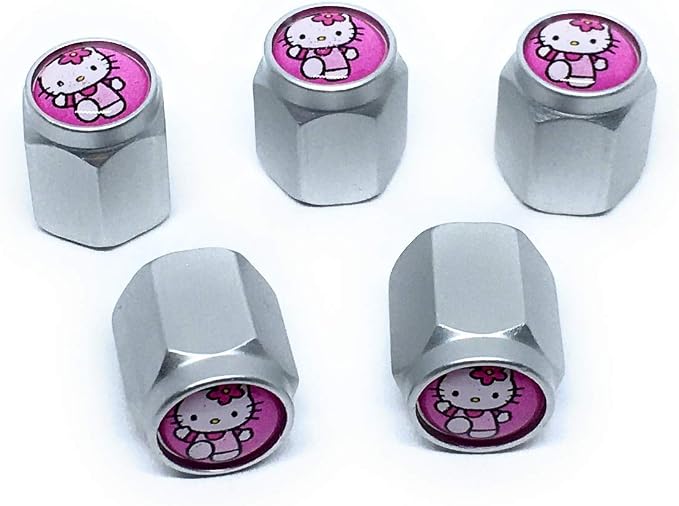 Hello Kitty Car Tire Air Valve Caps Auto Wheel Tyre Dust Stems Cover with Emblem Waterproof Dust-Proof Universal fit for Set/5 Pcs for Cars Luxury