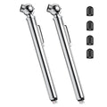 Pencil Tire Pressure Gauge 2 Pack, 10-75PSI Air Pressure Gauge with Tire Caps, Stainless Steel Body, 3 Measurements (±2% Span) for Cars, RVs, Bicycles