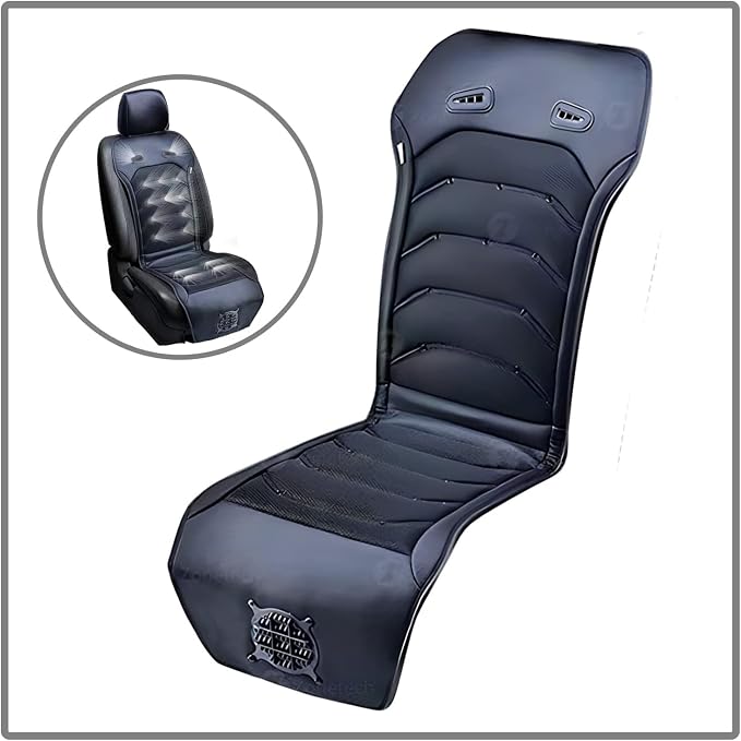 2 Pack Cooling Car Seat Cushion - Black 12V Automotive Comfortable Massager Cooler Pad-Air Conditioned Air Circulation for Hot Weather