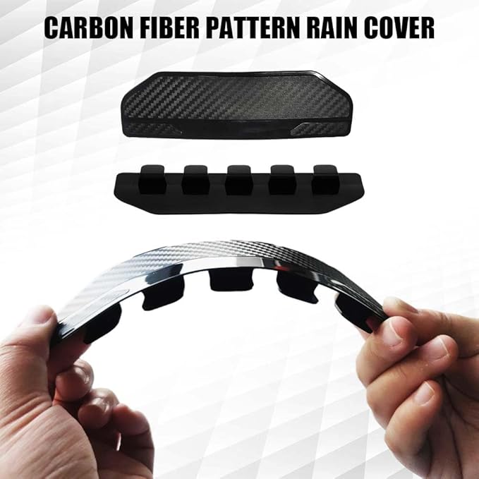 2PCS Universal Snap-On Side Mirror Rain Guards, Side Window Wind Deflectors & Visors, Car Mirror Rain Visor Eyebrow Cover, Carbon Fiber Side Mirror Rainproof Eyebrow Fit for Car Truck SUV