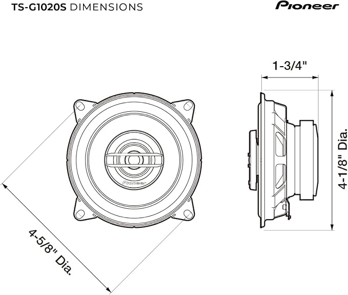 G-Series TS-G1020S 4” 2-Way Speakers (Pair) – 210W Max, Crisp Highs + Clear Vocals, Great Stock Replacement, High-Efficiency Speaker Designed for OEM Power