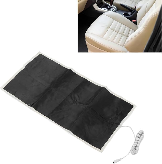 Electric Heating Pad, 60x30cm Electric Heat Cushion with 5521 Female Connector, DC 12V 30W Seat Heating for Home Sleeping Back Neck Shoulder Polyester, Cotton