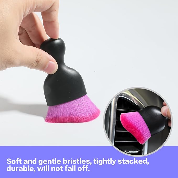 Car Interior Detailing Brush,Soft Bristle Cleaning Brush Car Detailing Brush Dusting Brush,Car Interior Cleaning Tool,Auto Detail Brush Car Dash Duster Brush (Black&Double Purple)