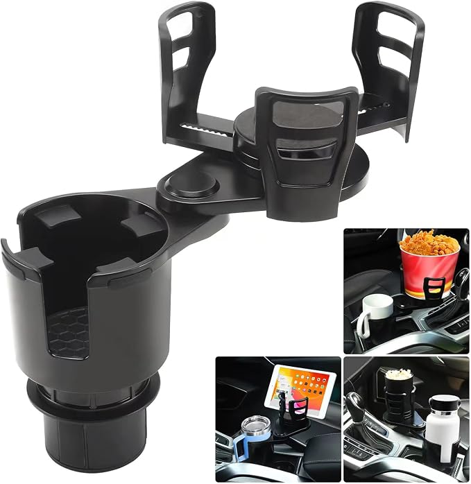 Cup Holder Expander for car 2 in 1 Multifunctional Car Cup Holder Extender Adapter with Adjustable Base Compatible with Hydro Flask, Yeti, Nalgene, 32/40 oz Large Bottles Drinks Mugs