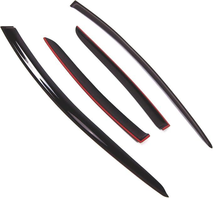 WD2-743 Dark Smoke 4 Pcs Set Window Visor (Outside Mount) Deflector Rain Guard Compatible with 2012-2015 Toyota Prius C