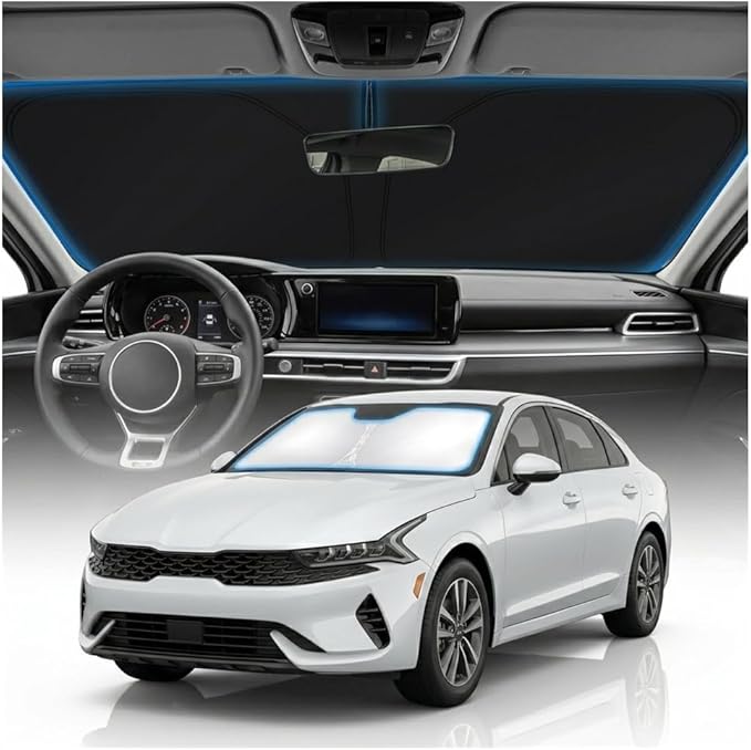for KIA K5 Sun Shade Windshield Cover - Custom Fit K5 Accessories 2021-2025 2026 Sunshade Foldable UV Protection & Heat Shield Sun Visor Accessories