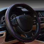 Steering Wheel Cover,Car Accessories,Microfiber Leather Car Steering Wheel Covers,Universal 15 Inch Anti-Slip Breathable Auto Interior Decor Protector,Suitable for Most Cars (Black&Purple)