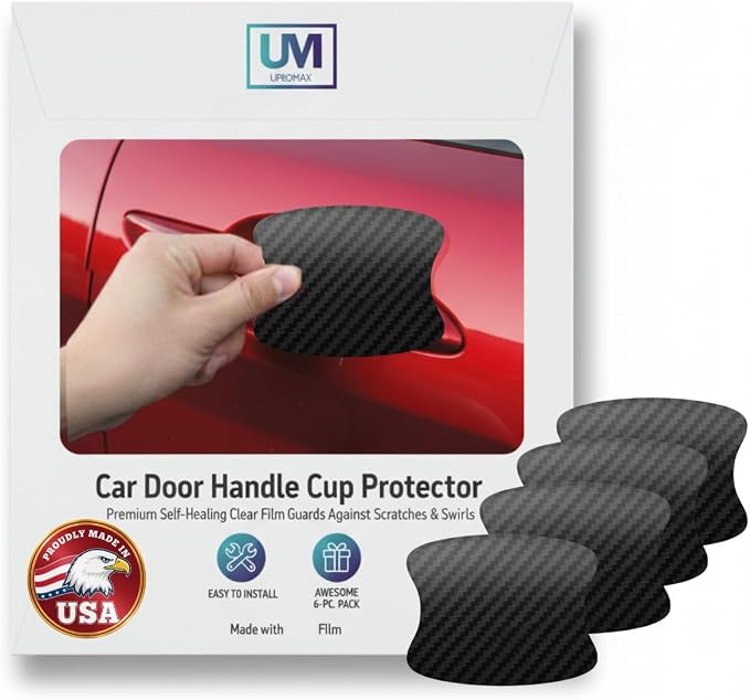 4 Pack Door Paint Protection Film, Car Door Handle Cup, Scotch Guard, PPF Precut, Universal Fit Cars, PPF, Door Protector, Clear Self-Healing Anti Scratch (Carbon Fiber/4 Pcs)