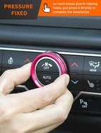 Climate Control Panel Knob Trim Kit & Light Control Switch Cover, Air Conditioner Knob Aluminum Alloy Ring for 2018-2024 Jeep Wrangler JL JLU & Gladiator JT, Interior Accessories, Pink