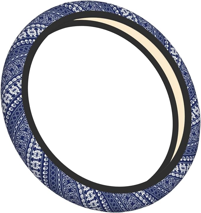 Lace Steering Wheel Cover Car Elastic Steering Wheel Protector | Bohemian Anti-Slip Breathable Car Accessories Interior for Women Men Universal 15 Inch Fit Auto SUVs Vans Truck