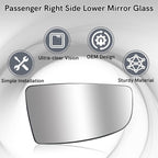 Passenger Right Side Lower Mirror Glass Replacement for Ford Transit 150 250 350 MK8 2014 2015 2016 2017 2018 2019 2020 2021 2022 2023 with Plate