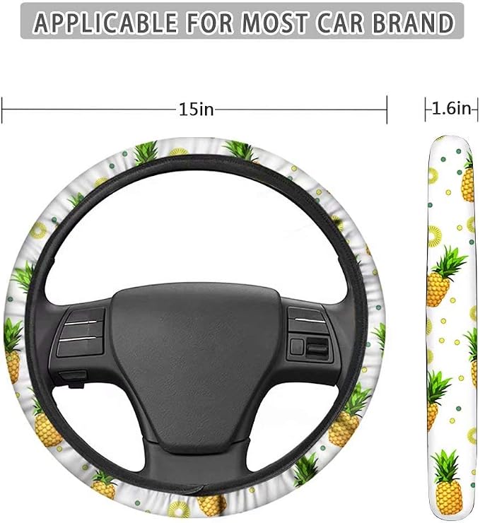 Tie Dye Car Steering Wheel Covers Breathable Sweat Absorption Comfort Grip Stretch-on Fabric Steering Wheel Protector Non-Slip Machine Washable Rainbow Colored