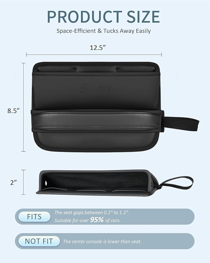 Car Seat Gap Filler, Pro-Seats Gap Filler Organizer and Storages 2-in-1, Premium Leather Center Console Organizer, Car Organizer Front Seat Universal Fit for Car SUV Truck