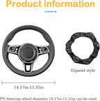 Car Steering Wheel Cover, 15 inch Carbon Fiber Microfiber PU Leather Elastic Steering Wheel Protector for Men Women, Anti-Slip Breathable Car Interior Accessories for Most Cars (Wine Red)