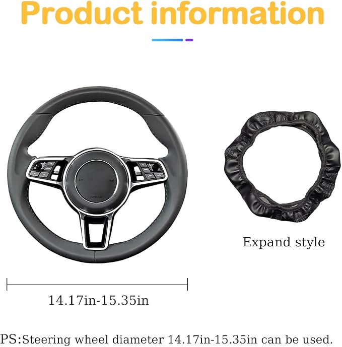 Car Steering Wheel Cover, 15 inch Carbon Fiber Microfiber PU Leather Elastic Steering Wheel Protector for Men Women, Anti-Slip Breathable Car Interior Accessories for Most Cars (Purple)