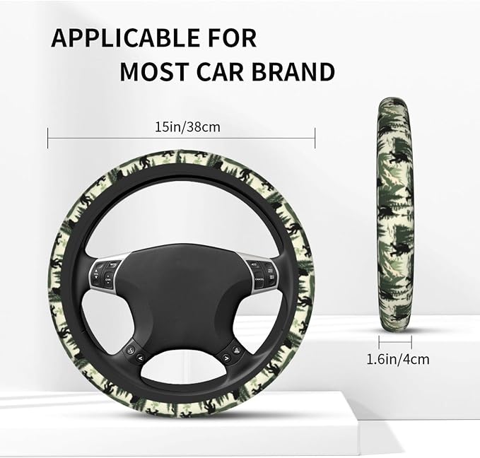 Bigfoot Forest Camping Mountains Retro Steering Wheel Cover Car Accessories Cute for Women Girls Girly Universal 15 Inch Neoprene Auto Interior Decor Anti Slip Car Truck Protector