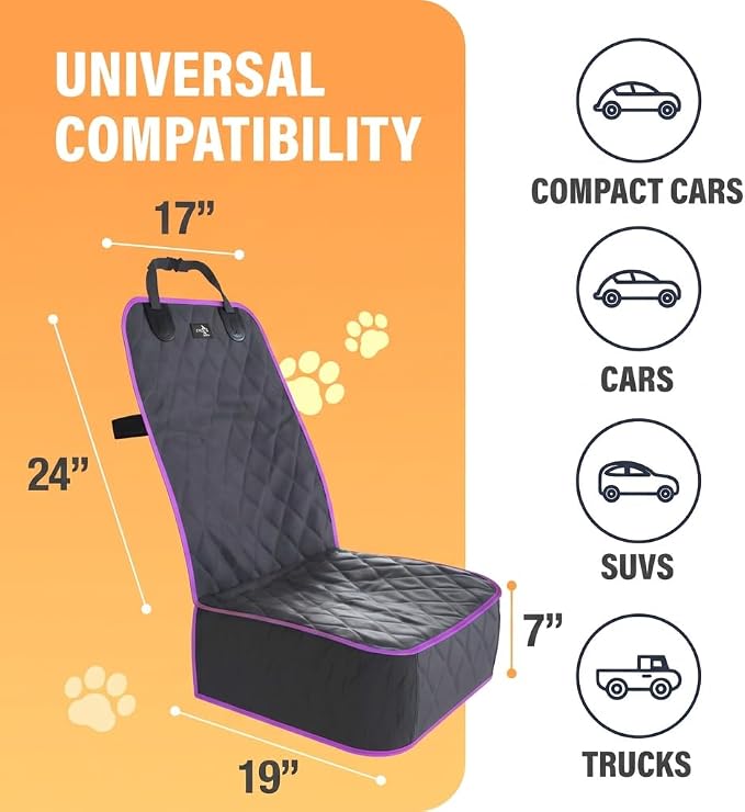 Dog Car Seat Cover, Waterproof Front Seat Protector for SUV Truck Sedan, Pet Safety Travel Comfort System with Universal Fit, Pink