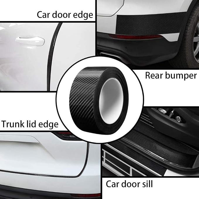 Car Door Edge Entry Guards Sill Protector Automotive Tape (Black, 2in*33FT) | 5D Carbon Fiber Vinyl Wrap Film Paint Threshold Scuff Plate Protectors Anti-Collision Universal for Most Vehicles