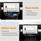 Hidden Under Screen Storage Box for 2016-2026 Tesla Model Y/Model 3 Accessories,One‐Click Open & Silent Damping Slides Center Console Organizer (Fit New Model Y Juniper/Model 3 Highland)