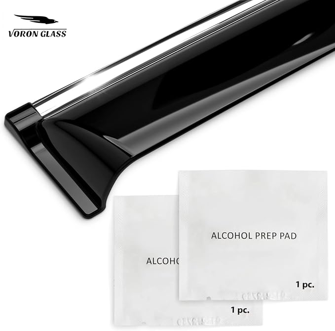 Voron Glass Chrome Trim Tape-on Extra Durable Rain Guards for Dodge Ram 1500 2019-2026 Crew Cab, Window Deflectors, Vent Window Visors, 4 Pieces - 120236