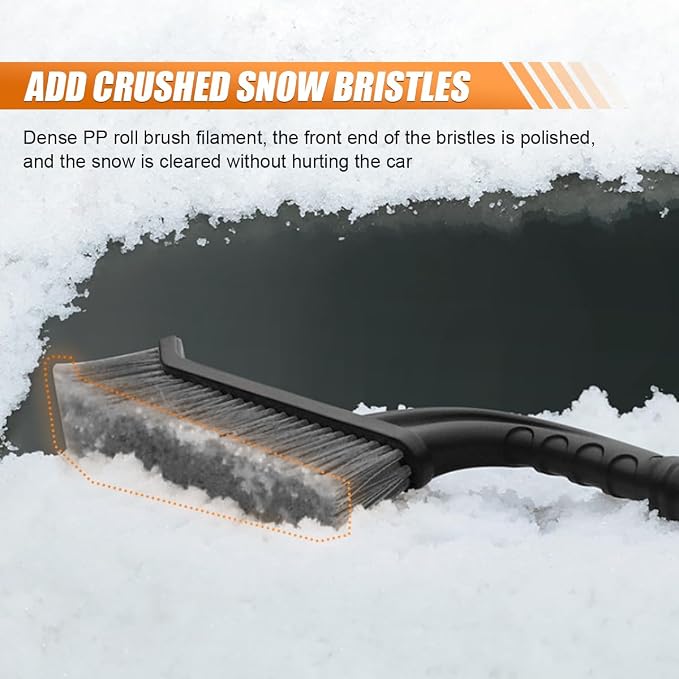 26" Snow Brush and Ice Scraper for Car Windshield – 2 in 1 Winter Snow Removal Tool with Detachable Ice Shovel – Universal Snow Scraper with Ergonomic Foam Grip, No Scratch Broom for SUV Truck (Red)