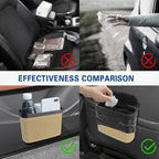 Car Trash Can with Lid, Car Trash Bin, Leakproof Vehicle Garbage Can with 30PCS Garbage Bags, Waterproof Auto Hanging Dustbin Storage Bag Container Accessories Fit SUV Office Home (Beige-1PCS)