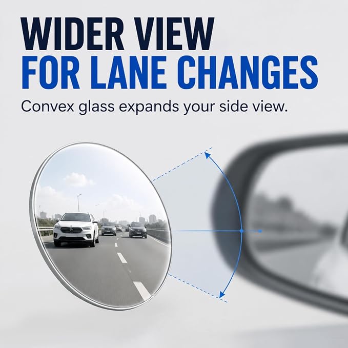 Blind Spot Mirrors - 2 Pack Round HD Glass Frameless Convex Rear View Mirror with Wide Angle Adjustable Stick for Cars, Trucks, And Motorcycles Stuff Rearview Mirror Accessories Decor