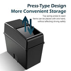 Car Trash Can, Push-Button Storage Box, Trash Can with Adjustable Bottom Clip, for Auto Office Home (Black, 8.2" x 7.8" x 3.9")