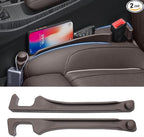 Car Seat Gap Filler 2 Pack with 180° Flip Design - Premium TPE Seat Console Organizer with Storage Box - Universal Fit for Car SUV Truck - Anti-Drop Crevice Blocker (Brown)
