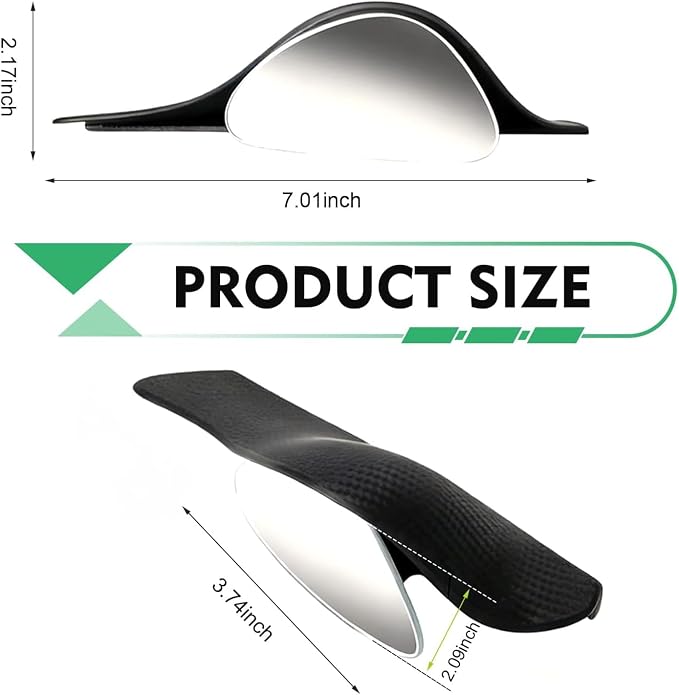 2 PCS Car Blind Spot Mirrors with Side Mirror Rain Guard, 2-in-1 Side Mirror Visor Rain Guards with Blind Spot Mirrors, Wide Angle Auxiliary Mirrors, Universal for Most Cars (Black)