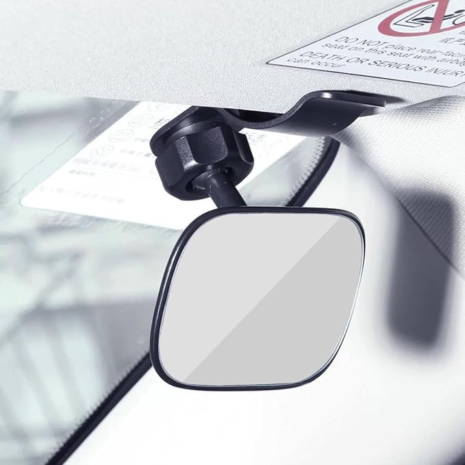 Clip On Car Baby Mirror, Adjustabe HD Glass Convex Wide Angle Interior Rearview Baby Rear Facing Mirror (Framed Rectangle, Small, 3.5" X 2.2")