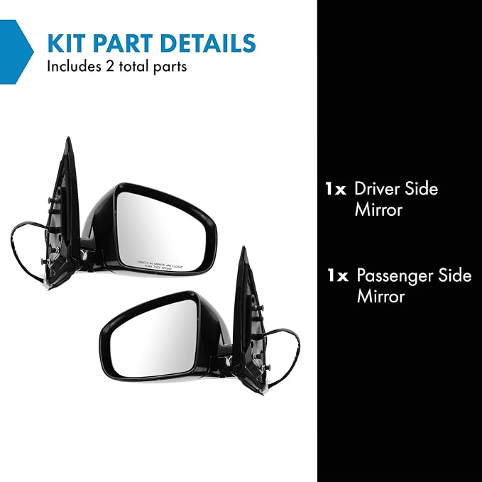 2 Piece Driver and Passenger Side Mirror Assembly Set Electric Adjustment Heated Memory Black Compatible with 2009-2014 Nissan Murano NI1320197 NI1320198 NI1321197 NI1321198