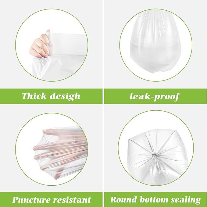 2.6 Gallon 220 Counts Small Trash Bags Garbage Bags by, Bathroom Trash Can Bin Liners, Small Plastic Bags for home office kitchen,fit 10 Liter, 2,2.5,3 Gal, Clear