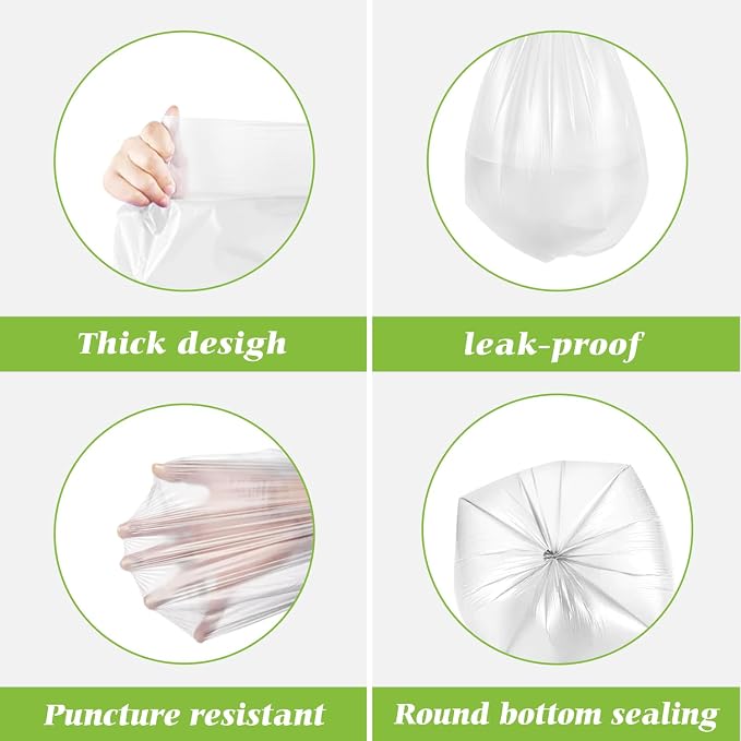 3 Gallon 150 Counts Small Trash Bags Garbage Bags, Bathroom Trash Can Bin Liners, Small Plastic Bags for Home Office Kitchen Kitchen, Clear