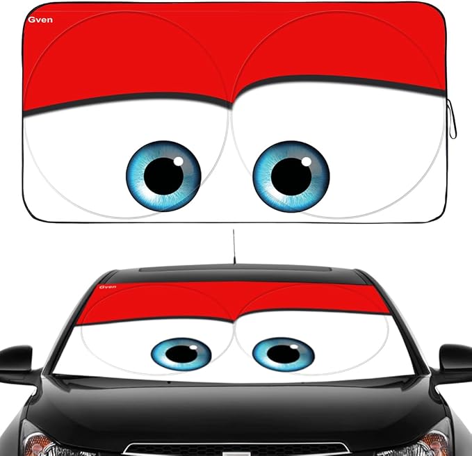 Windshield Sun Shade Universal Fit for Car Window Sunshades Cover Automotive Interior Sun Protector Accessories for Compact& Midsize Sedan,Com& Subcompact SUV,Small Pickup,Wagon(Red, S)